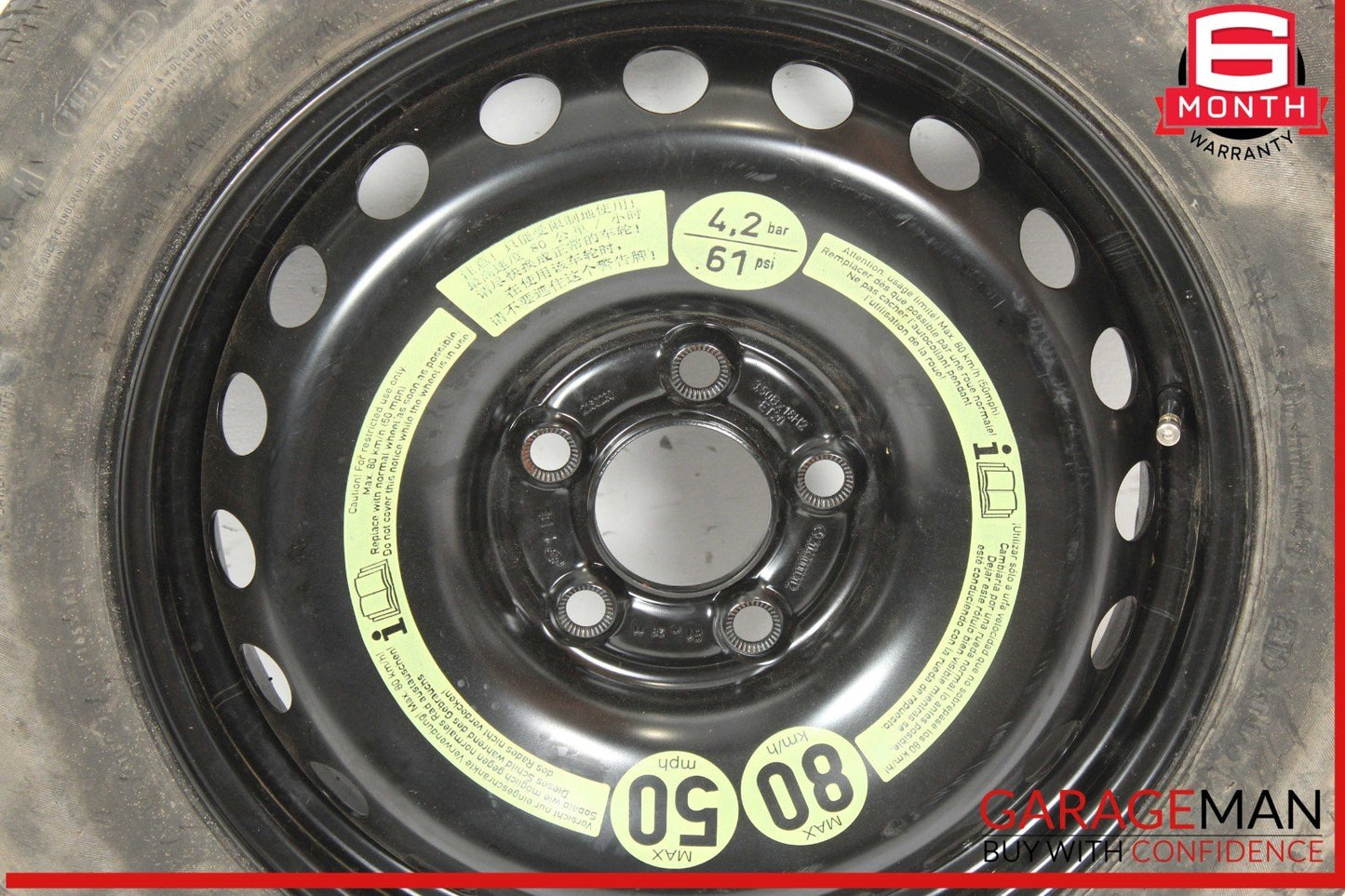 08-14 Mercedes W204 C250 C300 Emergency Spare Tire Donut Wheel Rim 125 90 16"