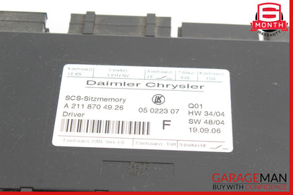 03-11 Mercedes W211 E320 ML350 Seat Control Module Front Left 2118704926 OEM
