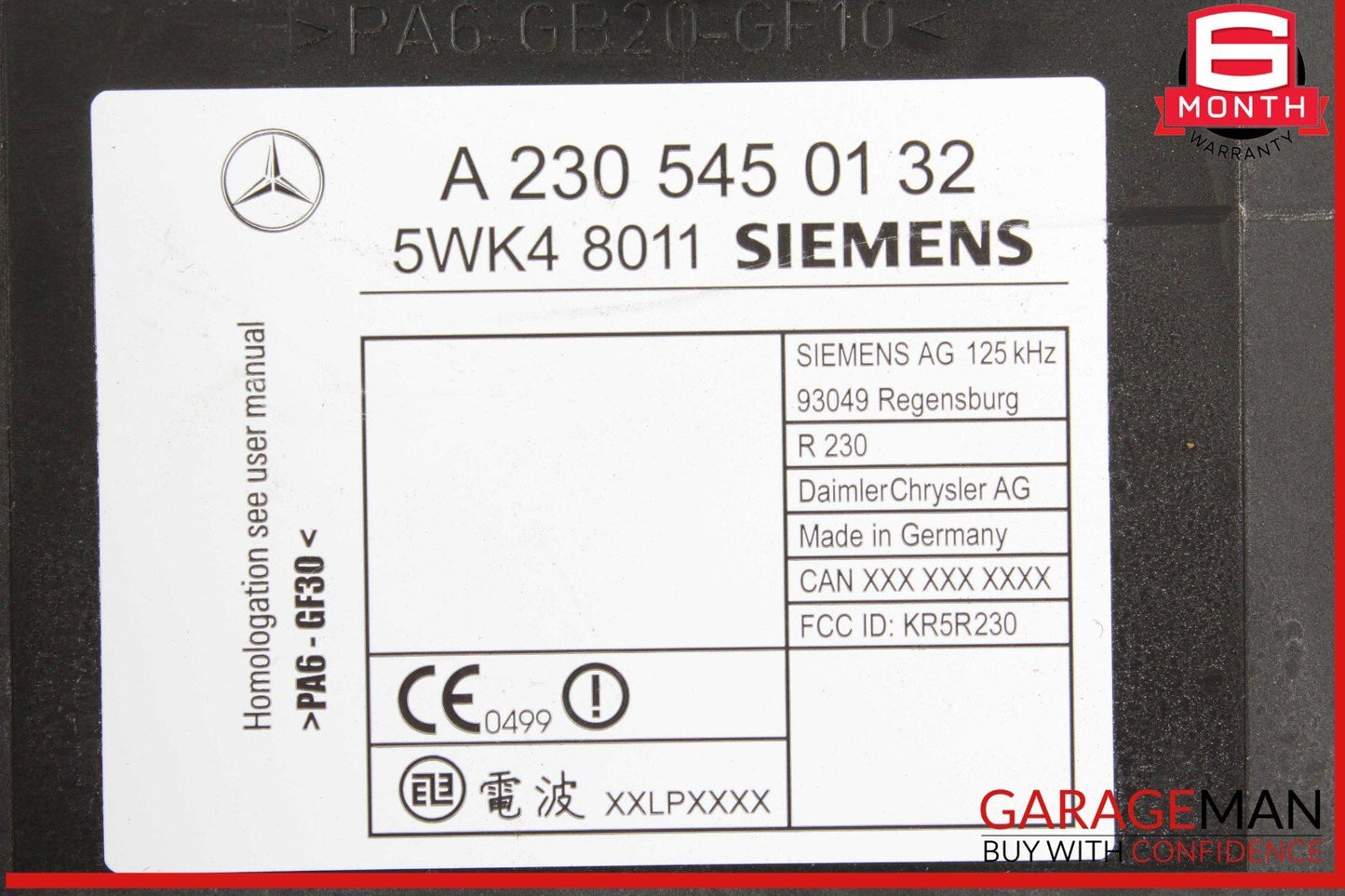 00-03 Mercedes R230 SL500 CL55 Keyless Go Entry Control Module 2305450132 OEM