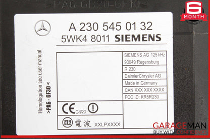 00-03 Mercedes R230 SL500 CL55 Keyless Go Entry Control Module 2305450132 OEM