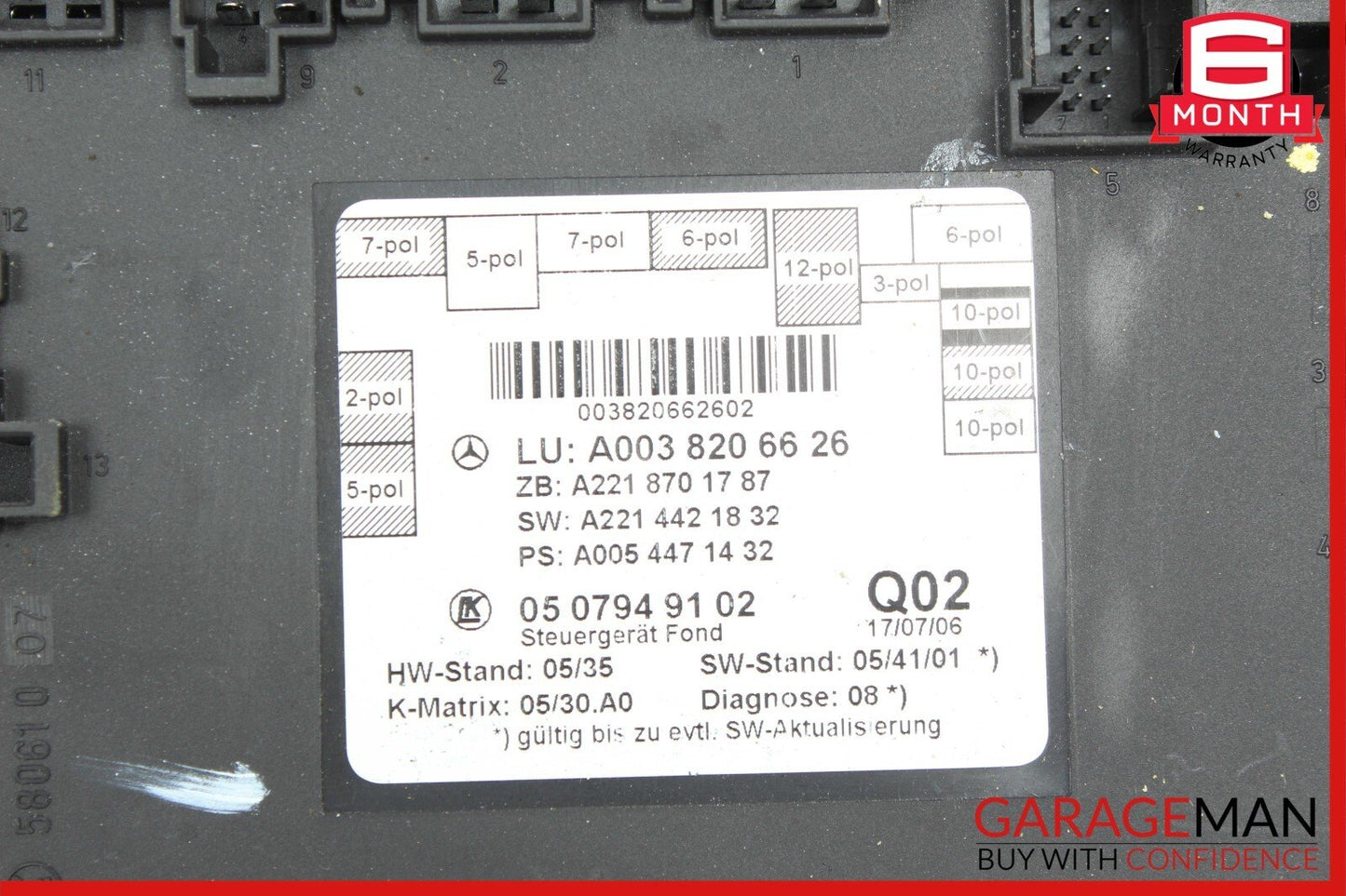 07-09 Mercedes W221 S550 S400 Rear Right or Left Side Door Control Module OEM