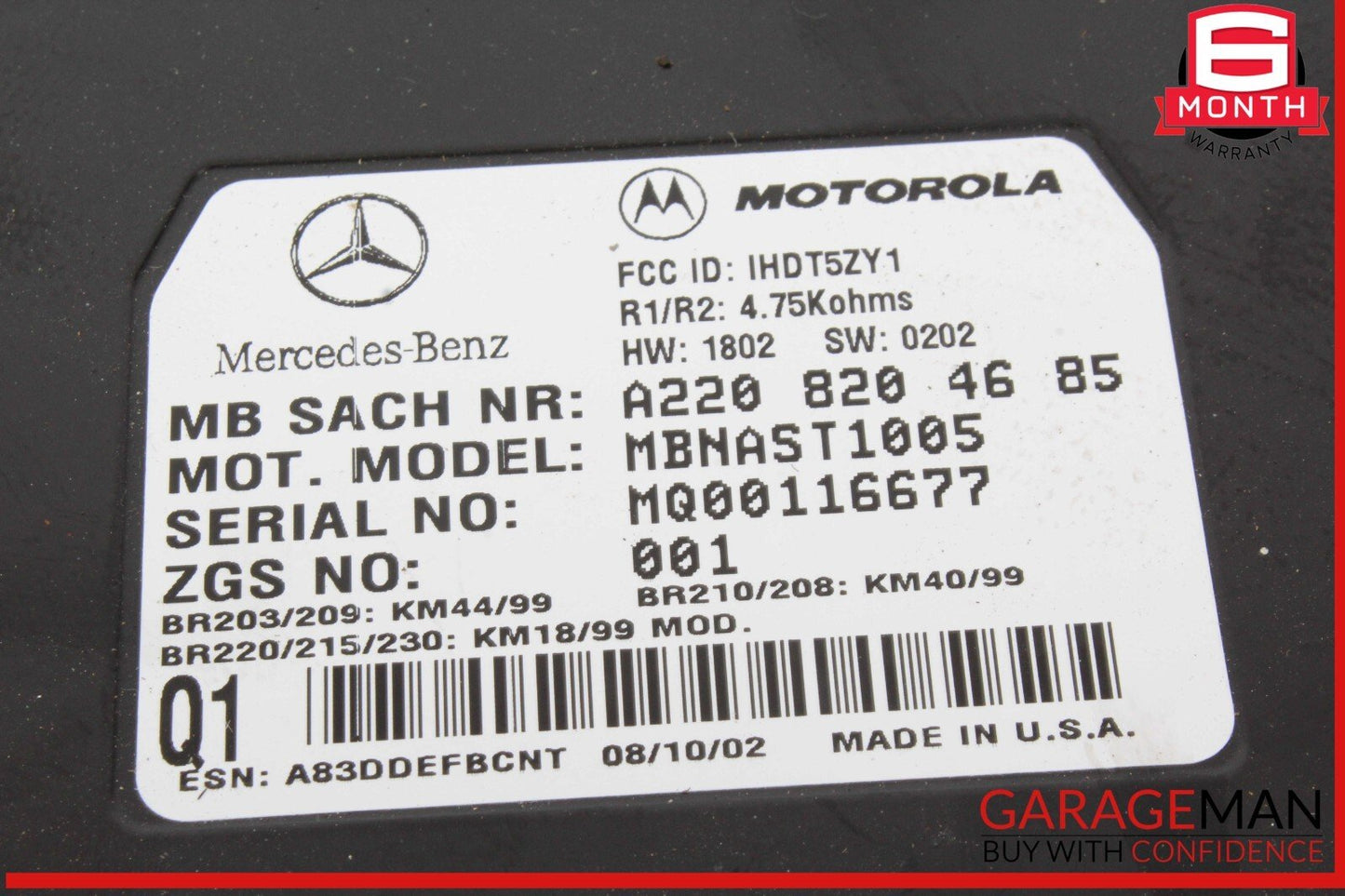 00-09 Mercedes R170 SLK230 SLK320 Voice Command Control Module 2208204685 OEM