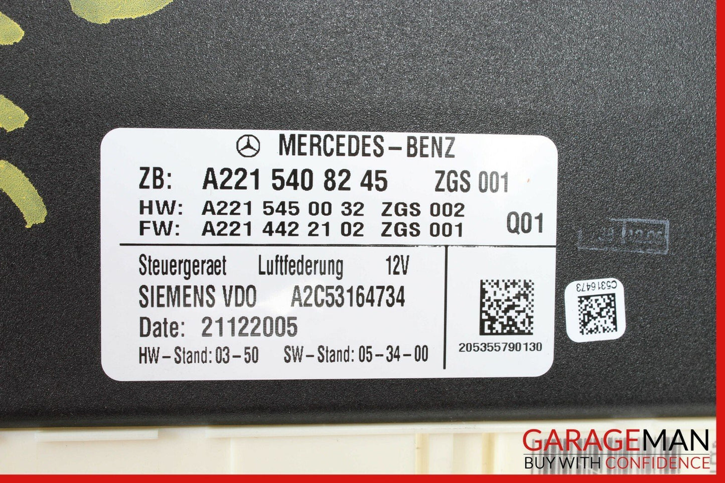 07-09 Mercedes W221 S550 Air Suspension Computer Control Module 2215408245 OEM