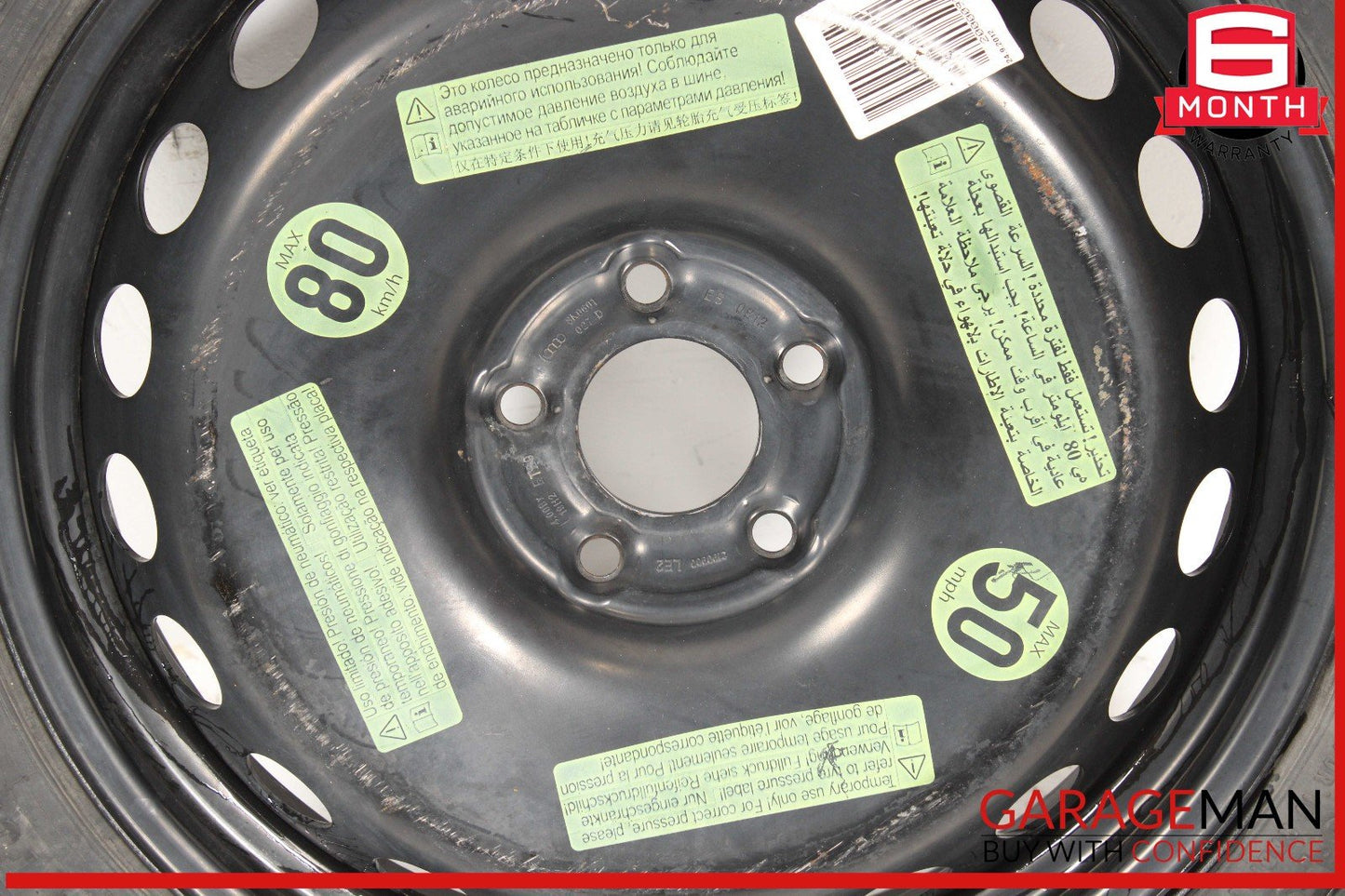 09-16 Audi S4 A4 B8 Spare Tire Wheel Rim T125/70 R19 OEM
