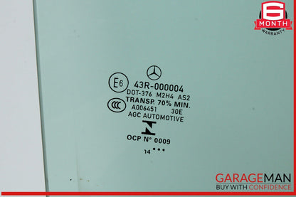 15-21 Mercedes W205 C300 C400 Rear Right Side Door Window Glass OEM