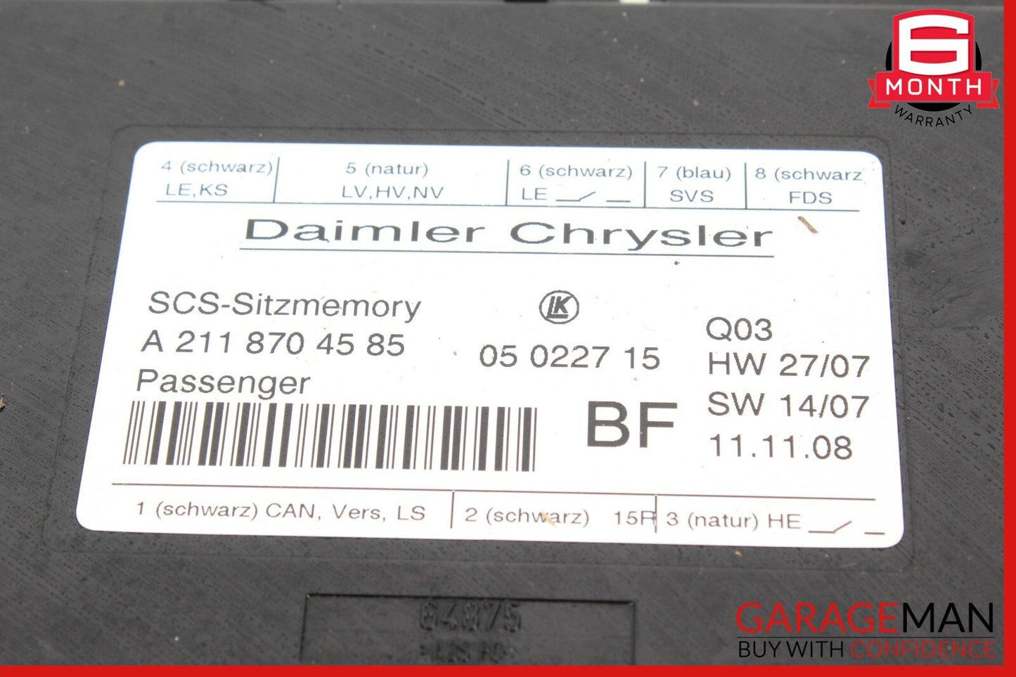03-12 Mercedes W211 E350 CLS350 Under Seat Control Module Front Right Side OEM