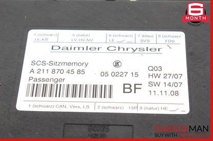03-12 Mercedes W211 E350 CLS350 Under Seat Control Module Front Right Side OEM