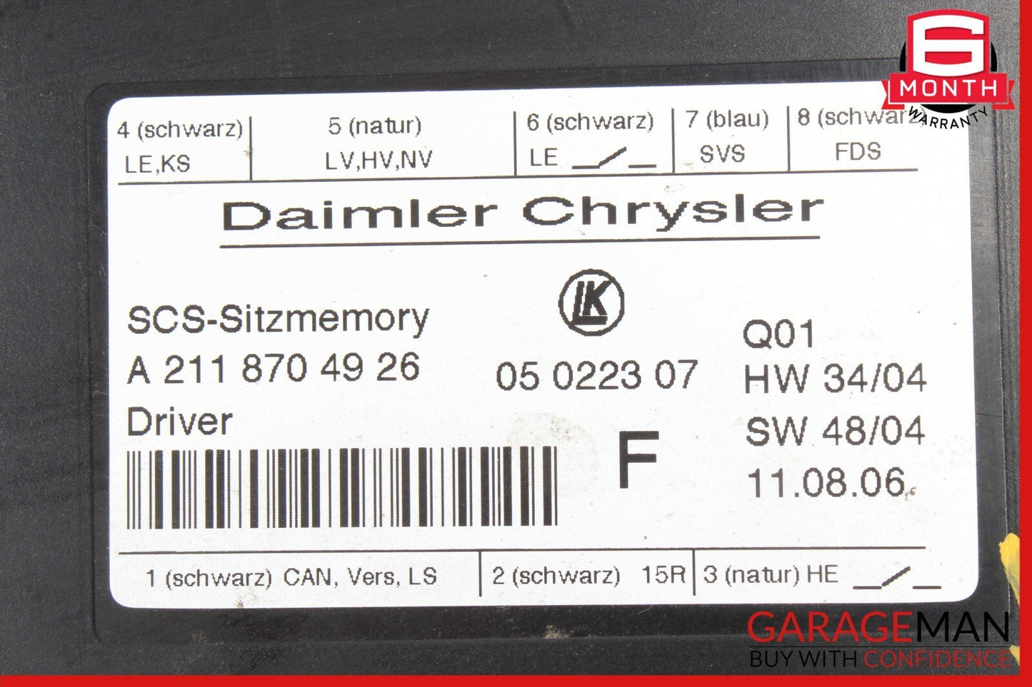 03-12 Mercedes W219 CLS500 E350 SLK280 Front Left Side Seat Control Module OEM