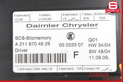 03-12 Mercedes W219 CLS500 E350 SLK280 Front Left Side Seat Control Module OEM