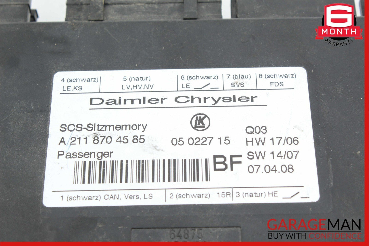03-13 Mercedes E550 CLS550 ML350 GL450 Front Right Side Seat Control Module Unit