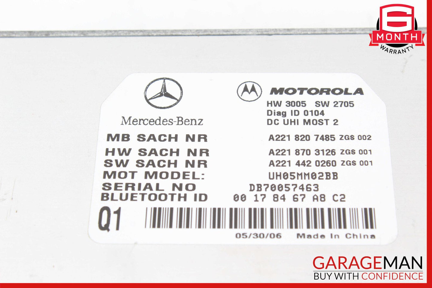 07-13 Mercedes W221 S550 S600 S63 AMG Bluetooth Control Module 2218207485 OEM