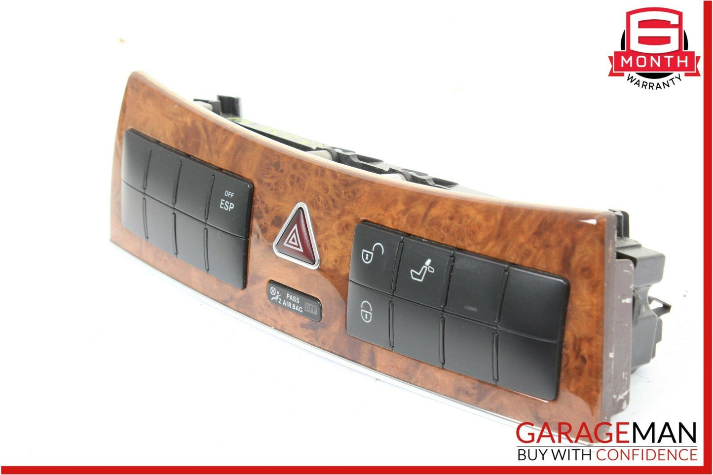05-09 Mercedes W209 CLK350 Dash Heated Seat ESP Hazard Light Control Switch Wood