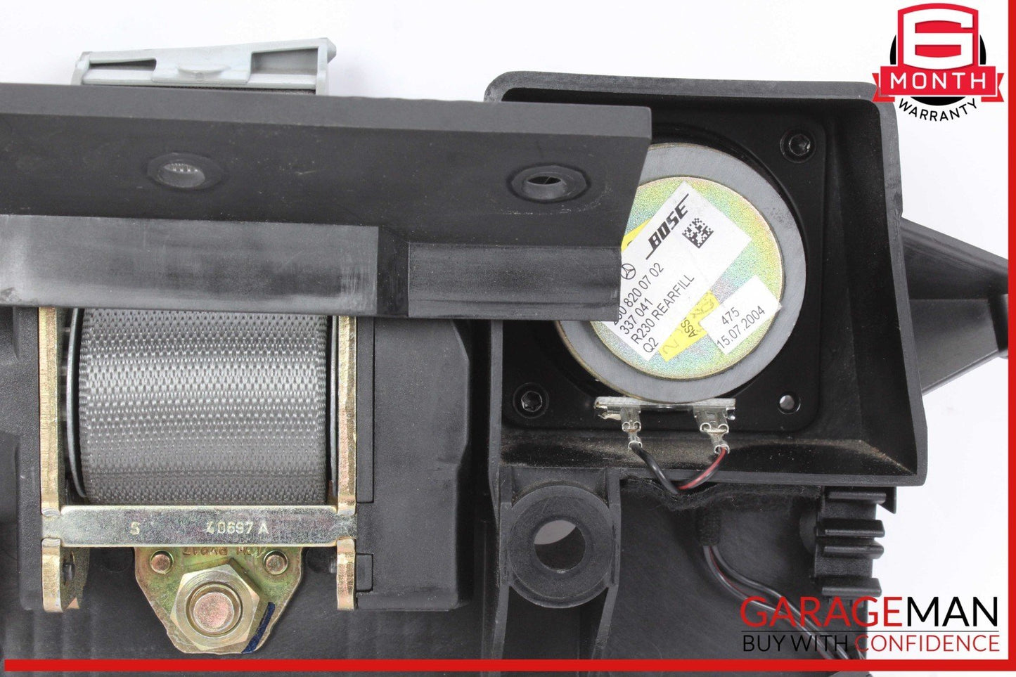 03-08 Mercedes R230 SL500 Rear Left Seat Belt Retractor Luggage w/ Speaker OEM