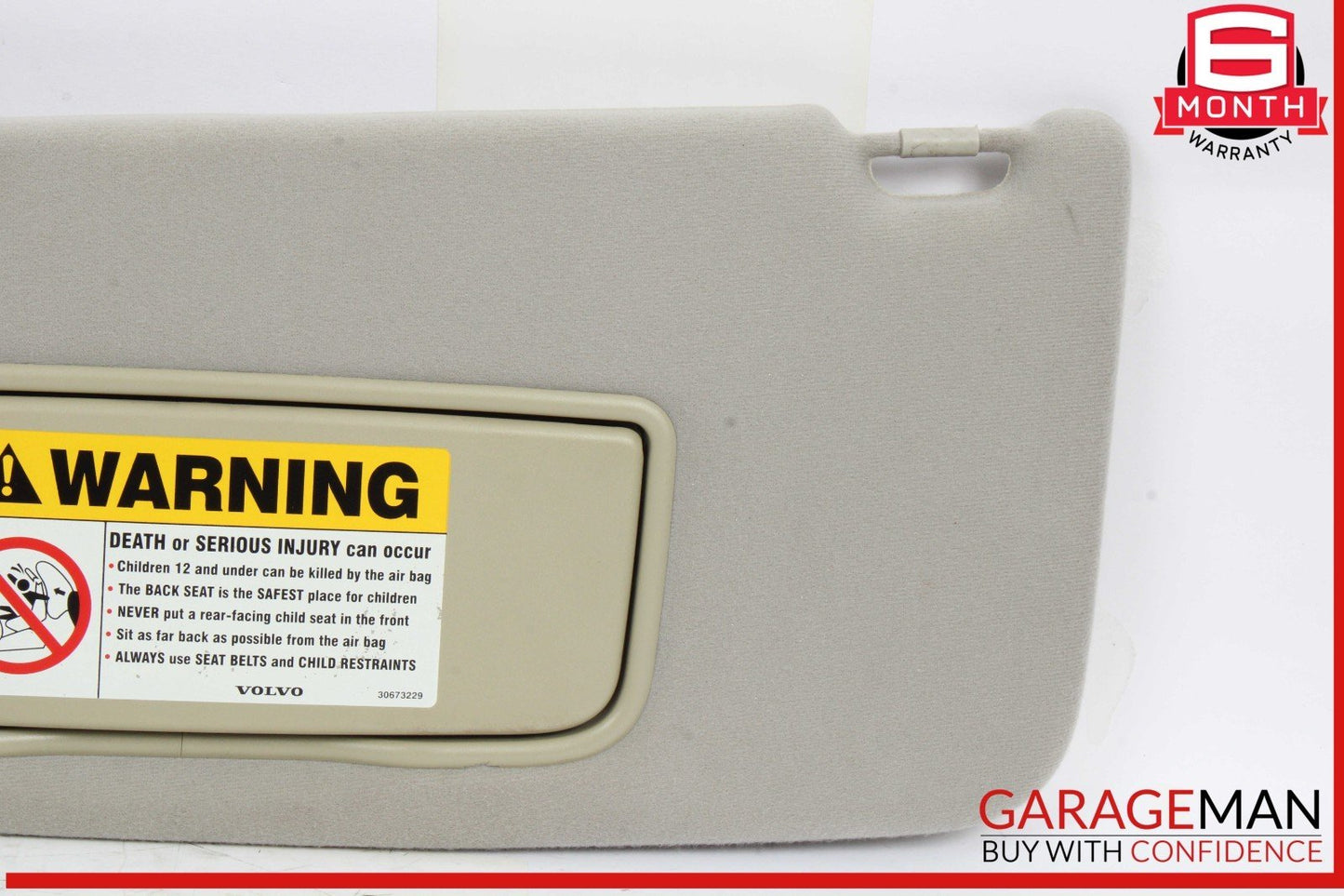 05-09 Volvo S60 Front Left Driver Side Sun Visor Gray OEM