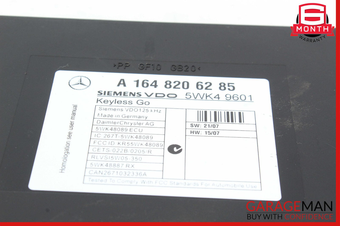 06-12 Mercedes X164 GL450 ML63 ML350 Keyless Go Control Module 1648206285 OEM