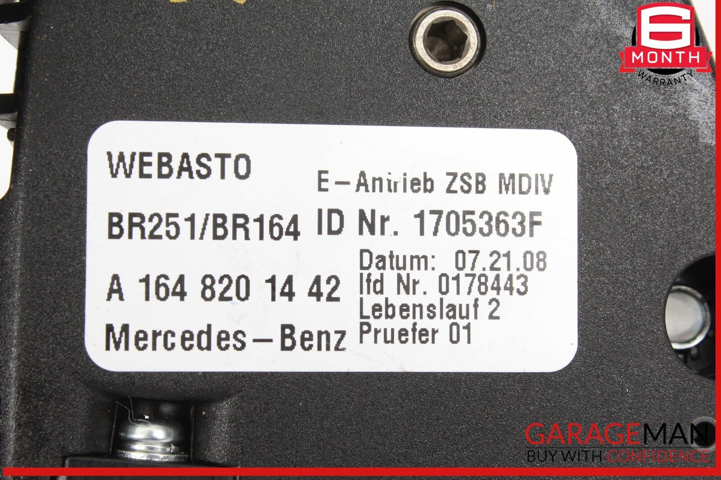 06-13 Mercedes W251 R350 4MATIC Panoramic Sunroof Sun Roof Motor 1648201442 OEM