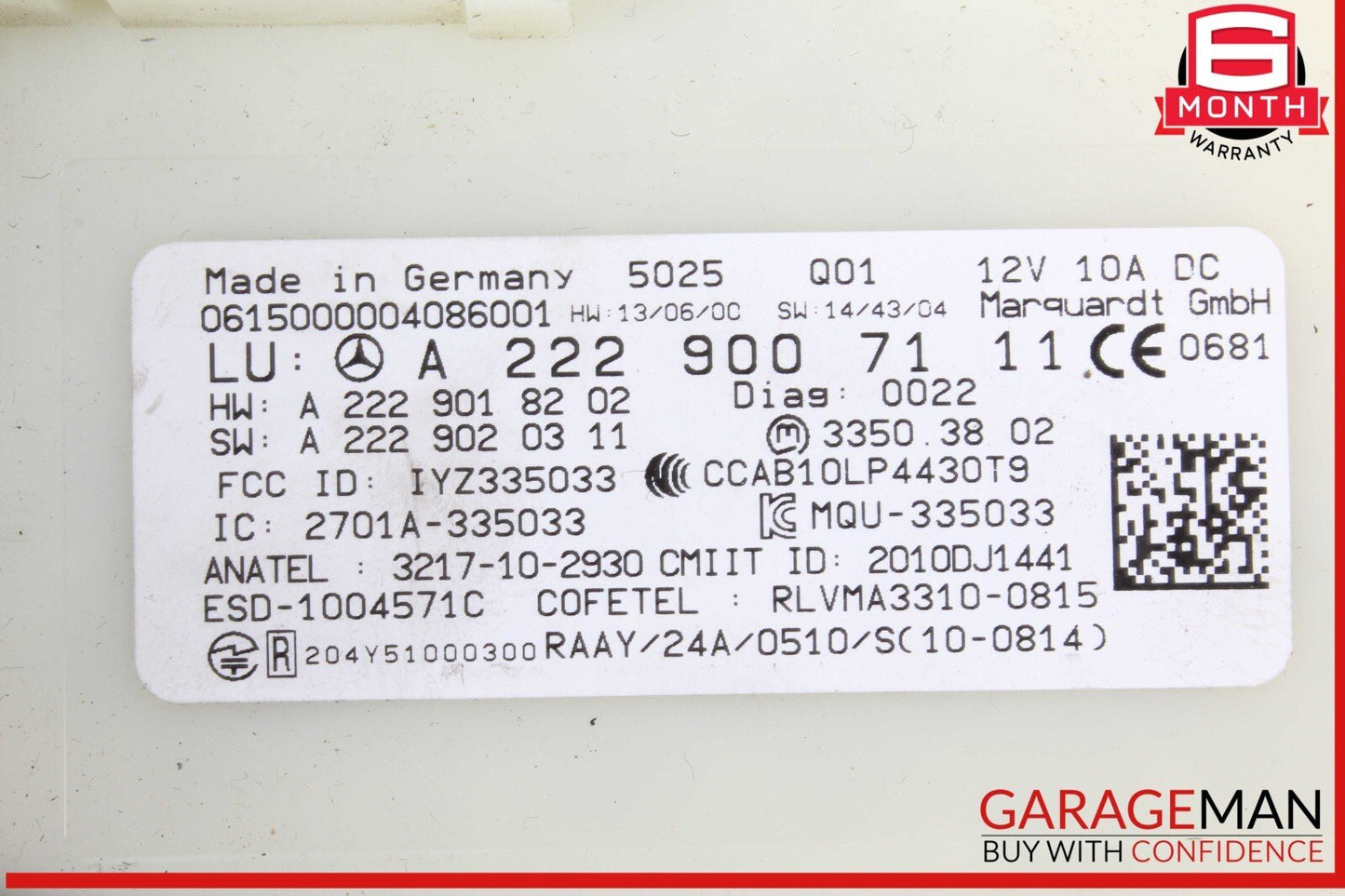 14-19 Mercedes W205 C300 S600 GLC350 S550 Keyless Go Entry Control Module OEM
