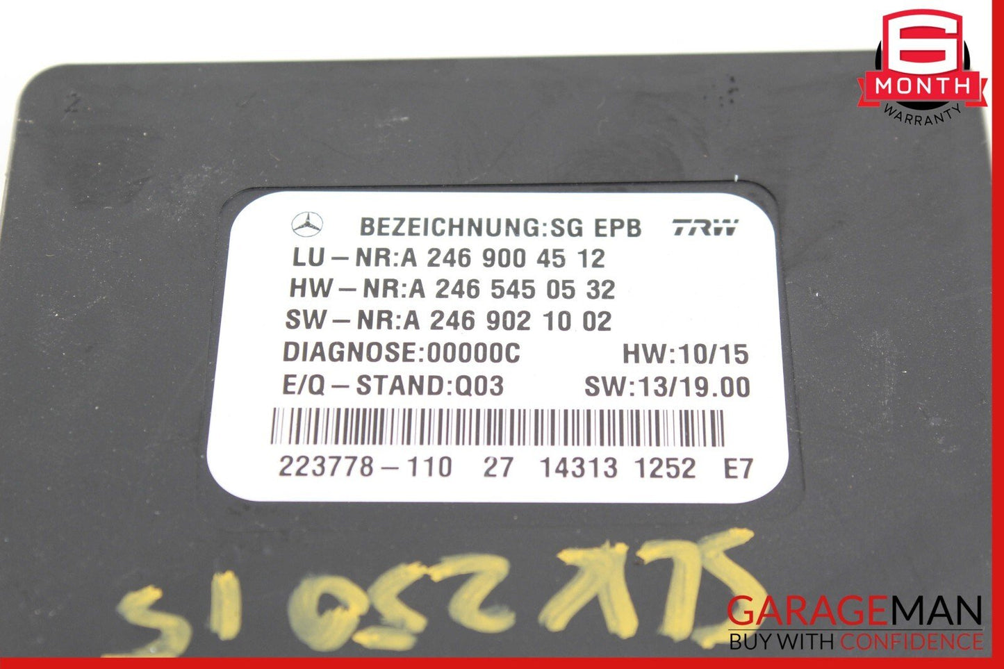 12-20 Mercedes R172 SLK250 SLK350 CLA250 Hand Parking Brake Control Module OEM