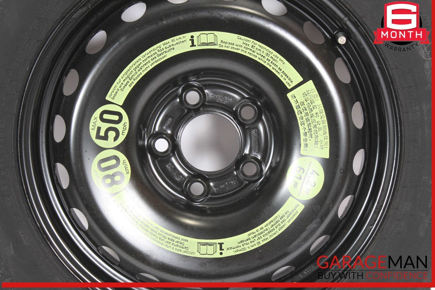 08-14 Mercedes W204 C250 C300 Emergency Spare Tire Donut Wheel Rim 125 90 16"