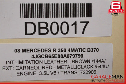 06-13 Mercedes W251 R350 R320 R500 Right Side Skirt Rocker Moulding Panel Red