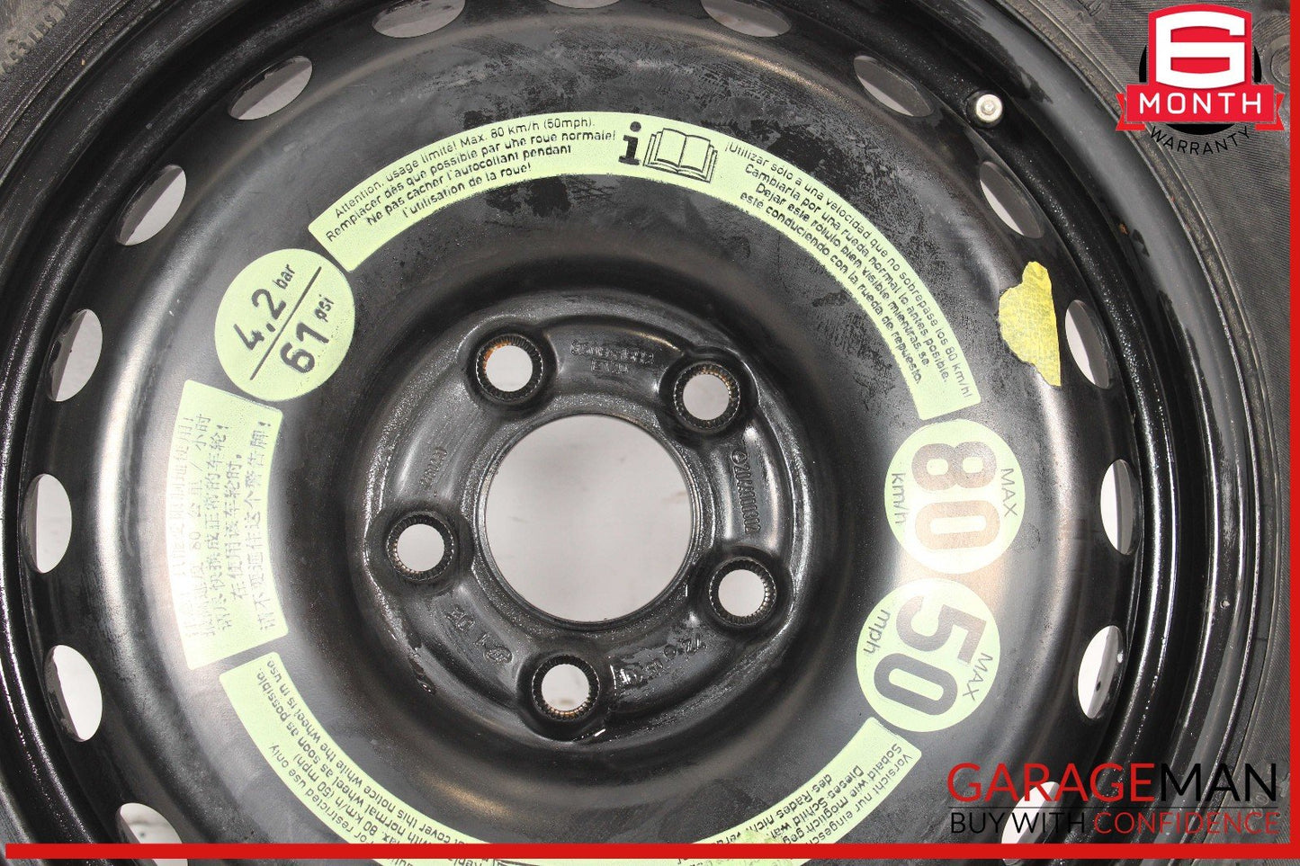 08-14 Mercedes W204 C250 C300 Emergency Spare Tire Donut Wheel Rim 125 90 16"