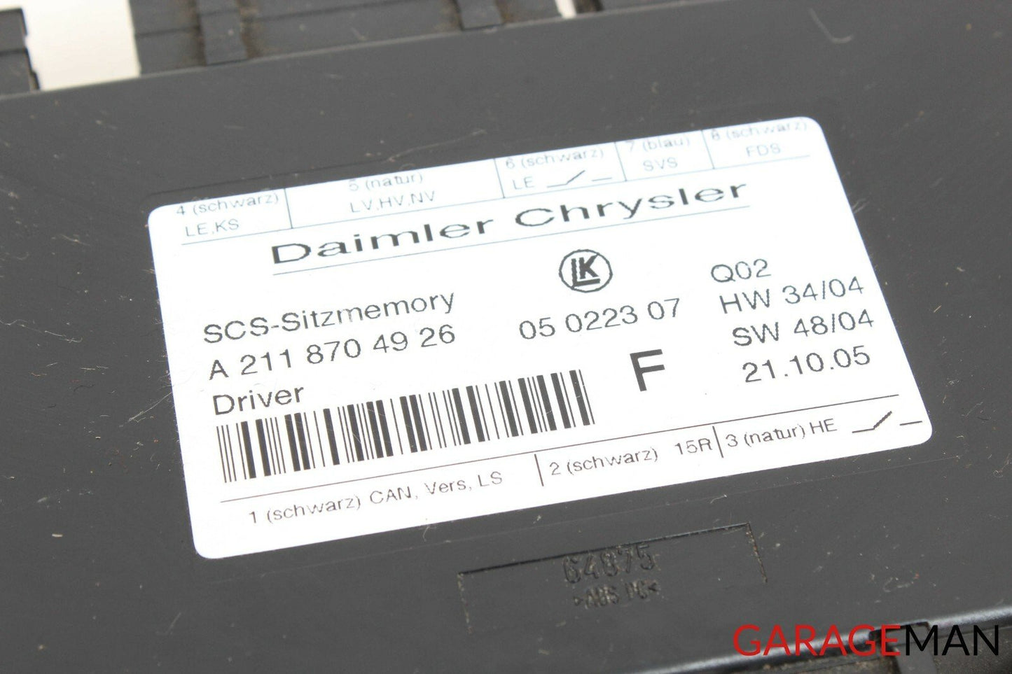 06-12 Mercedes W164 ML500 GL450 R500 Front Left Side Seat Control Module Unit