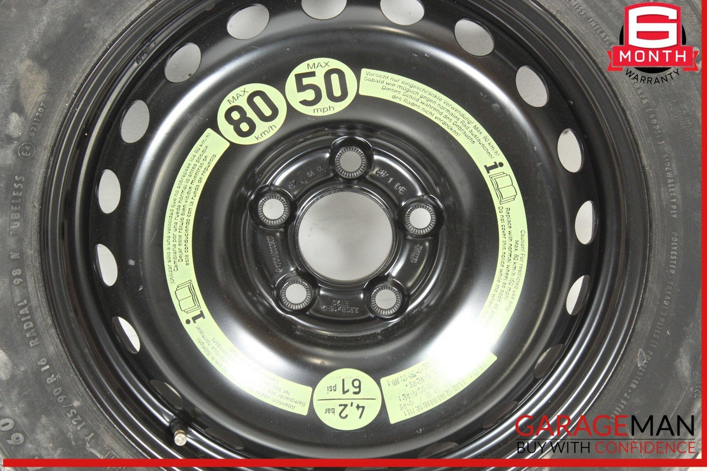 08-14 Mercedes W204 C250 C300 Emergency Spare Tire Donut Wheel Rim 125 90 16"