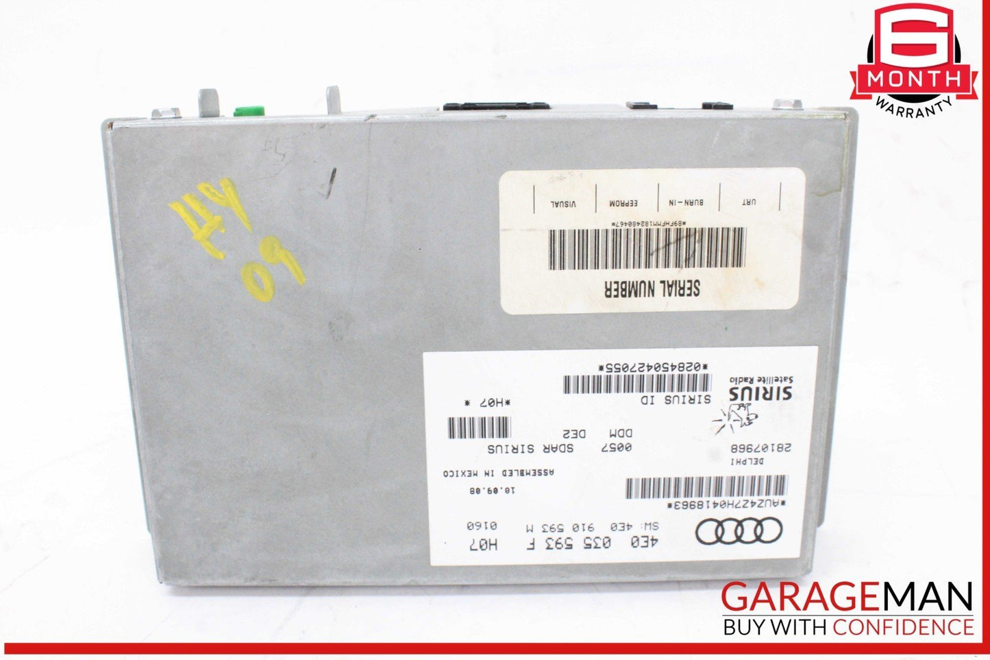 09-12 Audi A4 A5 S4 S5 Sirius Satellite Radio Receiver 4E0035593F OEM