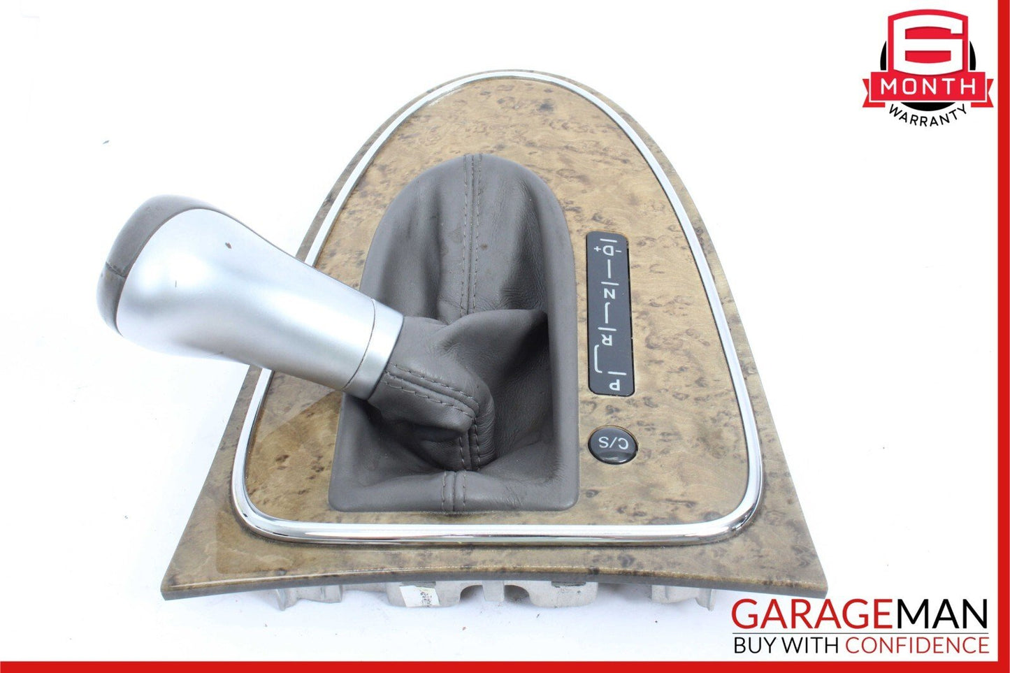 07-09 Mercedes W211 E350 E550 Shift Shifter Knob Boot Cover Bezel Trim Wood OEM