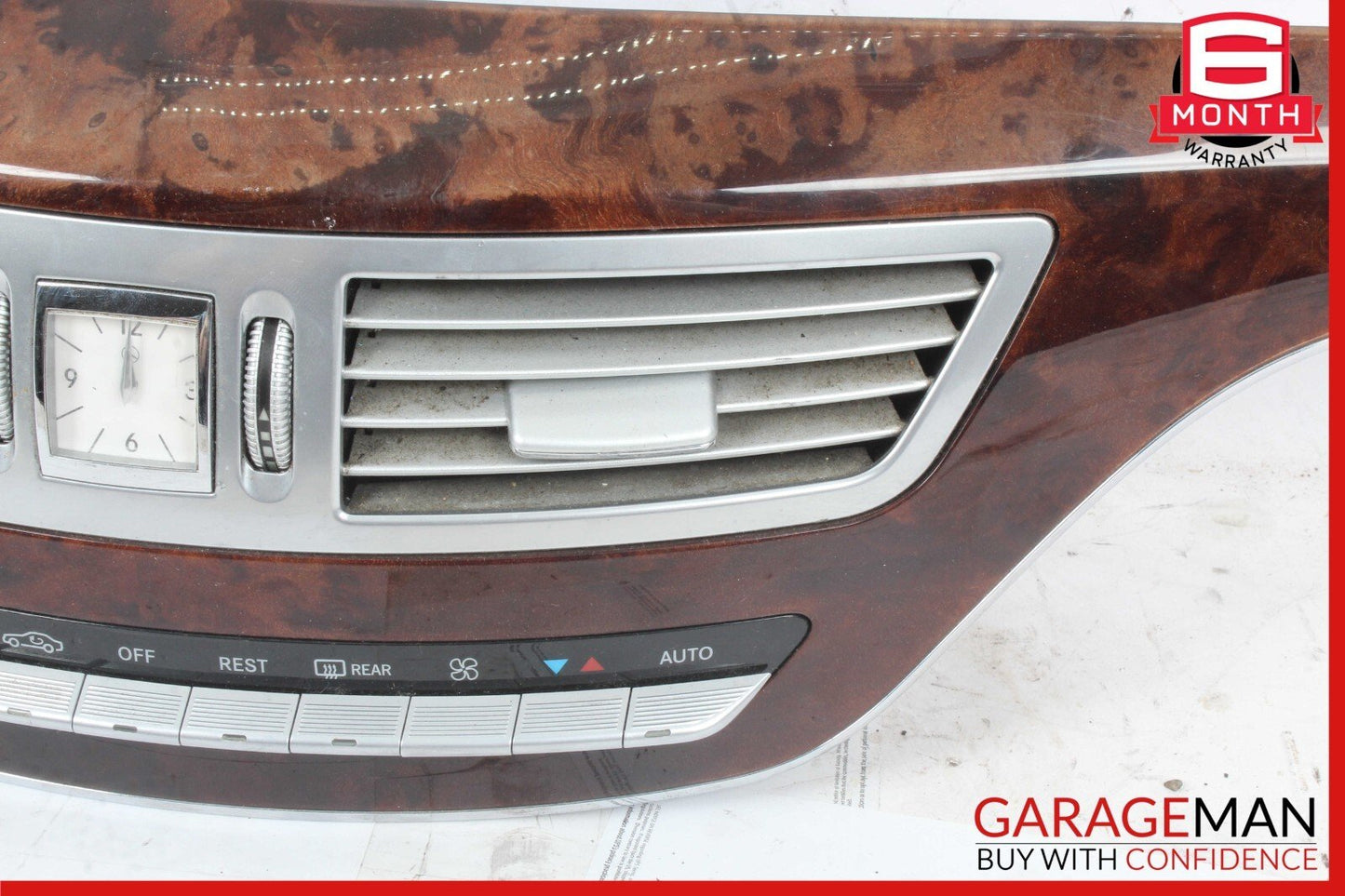 07-13 Mercedes W221 S550 Dash Center Cover Panel Air Vent w/ Door Wood Bezel Set