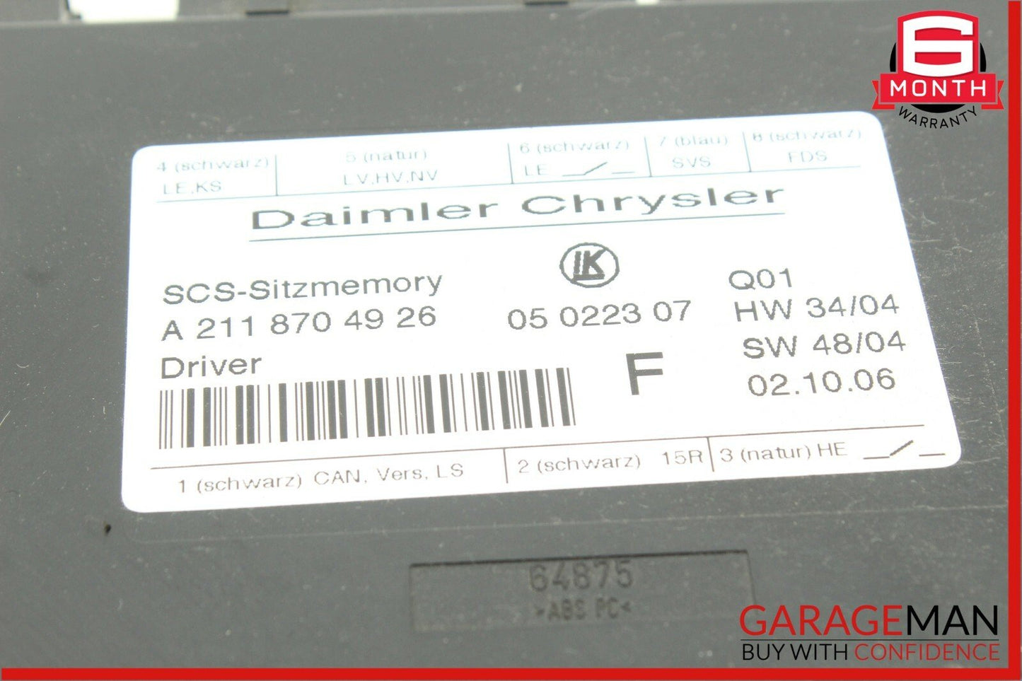 03-11 Mercedes W211 E500 E63 AMG Front Left Side Under Seat Control Module Unit
