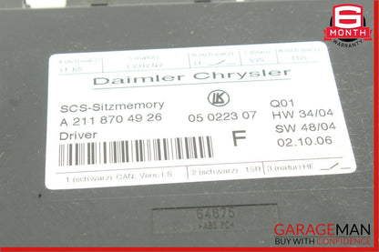 03-11 Mercedes W211 E500 E63 AMG Front Left Side Under Seat Control Module Unit
