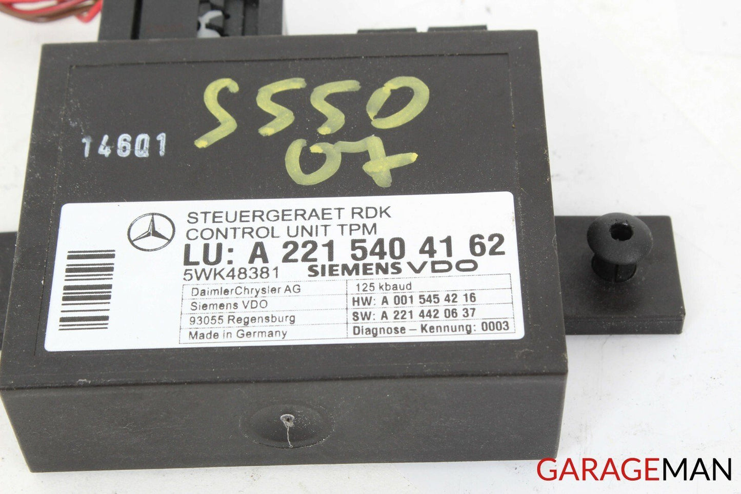 07-09 Mercedes W221 S550 TPMS Tire Pressure Monitor Sensor Module 2215404162 OEM