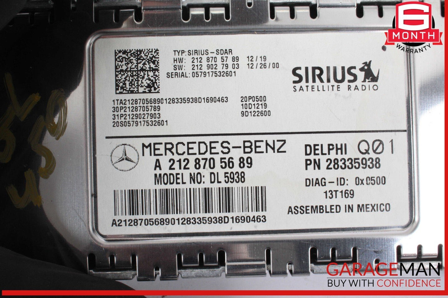10-17 Mercedes X166 GL450 C250 C300 Sirius Satellite Radio Receiver Module Unit