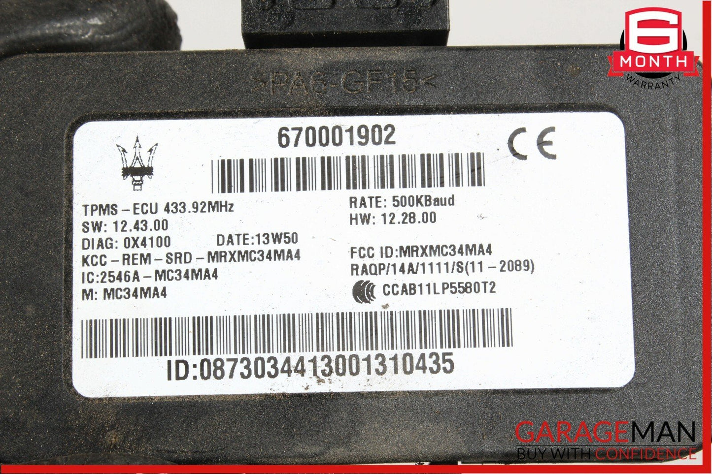 14-17 Maserati Ghibli TPMS Tire Pressure Monitoring Control Module Unit