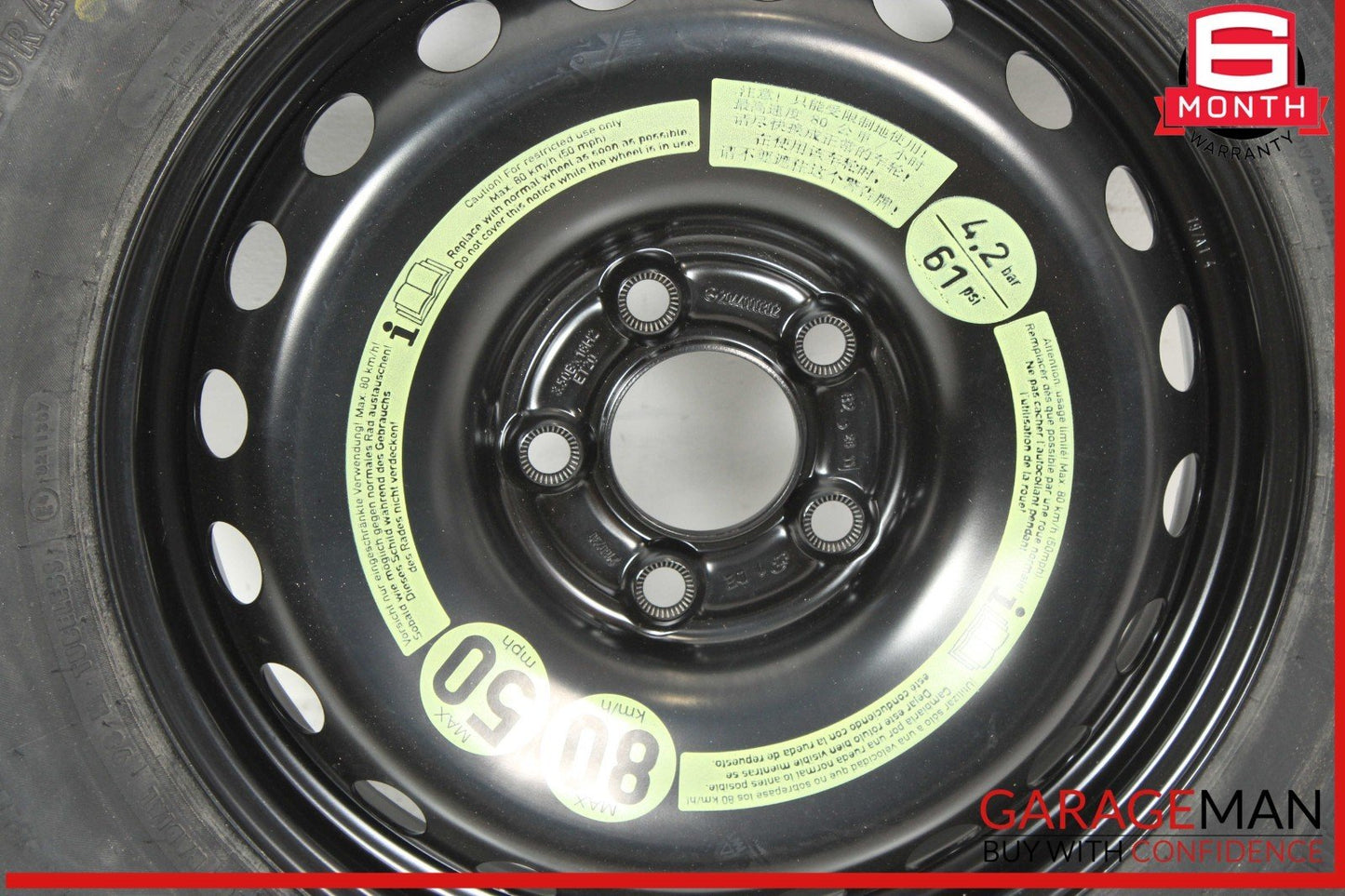 08-14 Mercedes W204 C250 C300 Emergency Spare Tire Donut Wheel Rim 125 90 16"