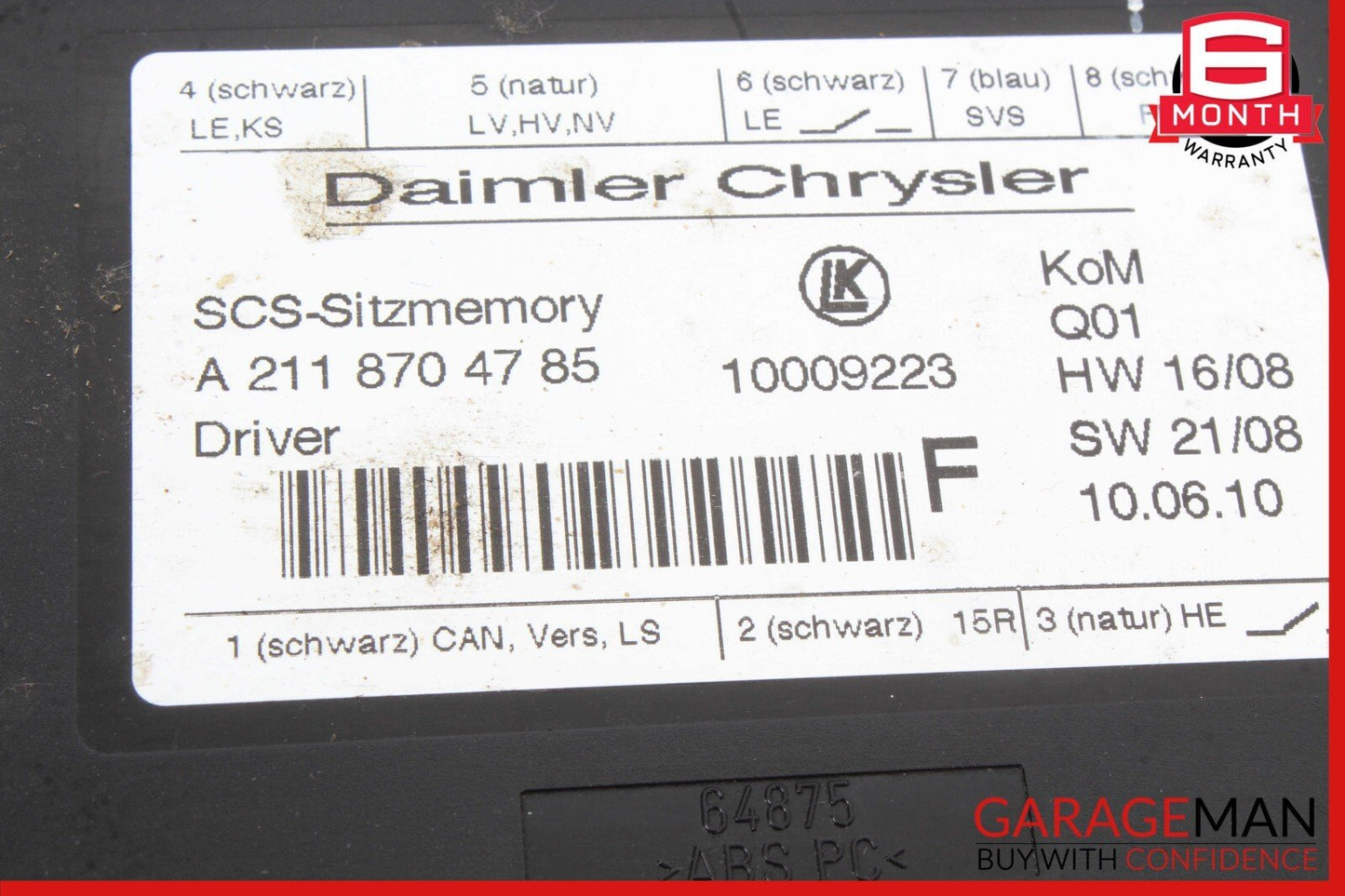 03-12 Mercedes X164 GL450 SLK280 GL550 E320 Front Left Seat Control Module OEM