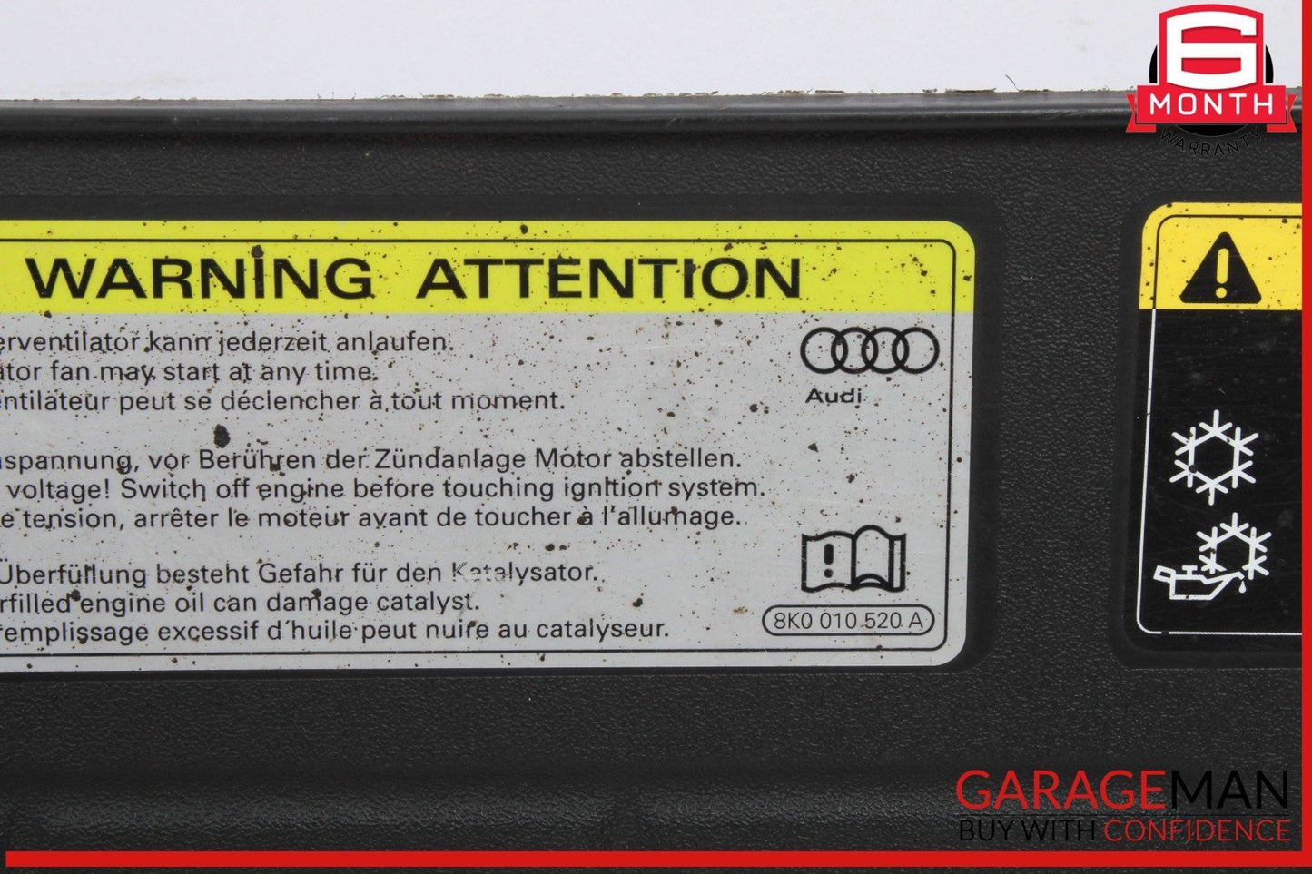 13-17 Audi Q5 SQ5 Front Engine Upper Slam Panel Cover Black 8R0807081A OEM