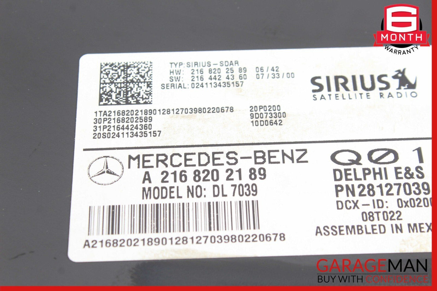 07-14 Mercedes-Benz SL550 R230 Sirius Satellite Radio Receiver 2168202189 Genuine