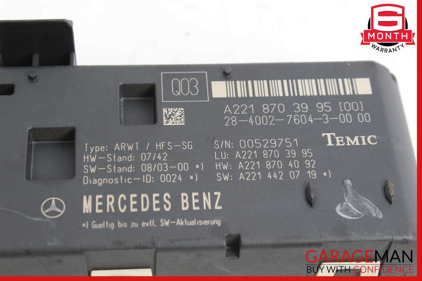07-14 Mercedes W221 S600 CL550 Rear Trunk Release Remote Open Close Module Unit