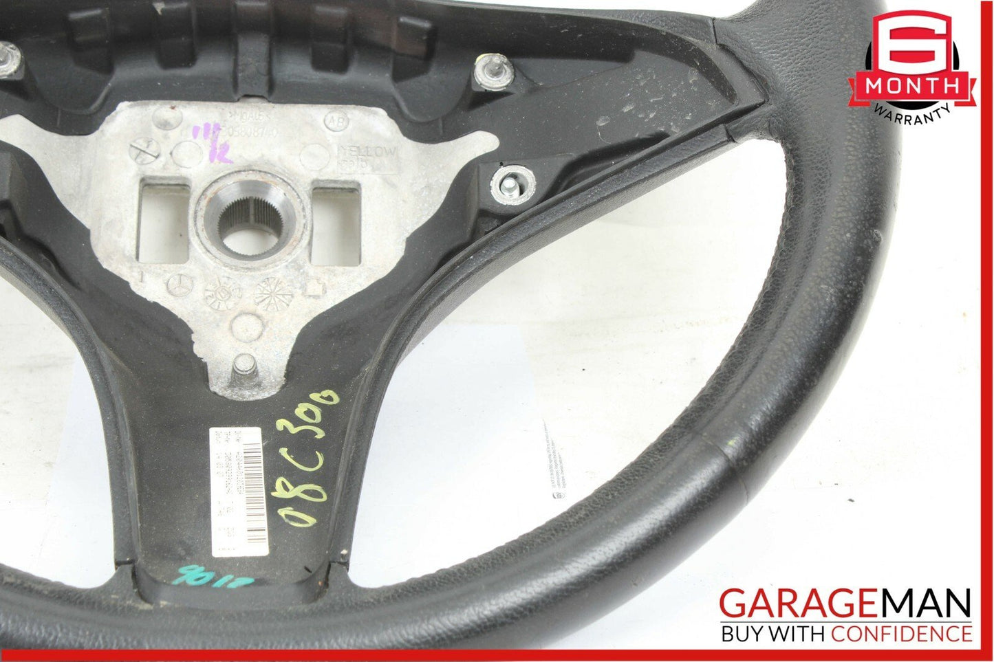 08-11 Mercedes W204 C250 C300 Driver 3 Spoke Steering Wheel Black Leather OEM