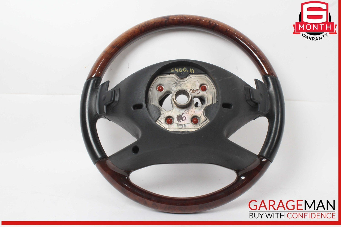 10-14 Mercedes W221 S400 S600 Steering Wheel w/ Paddle Shifters Black Wood OEM