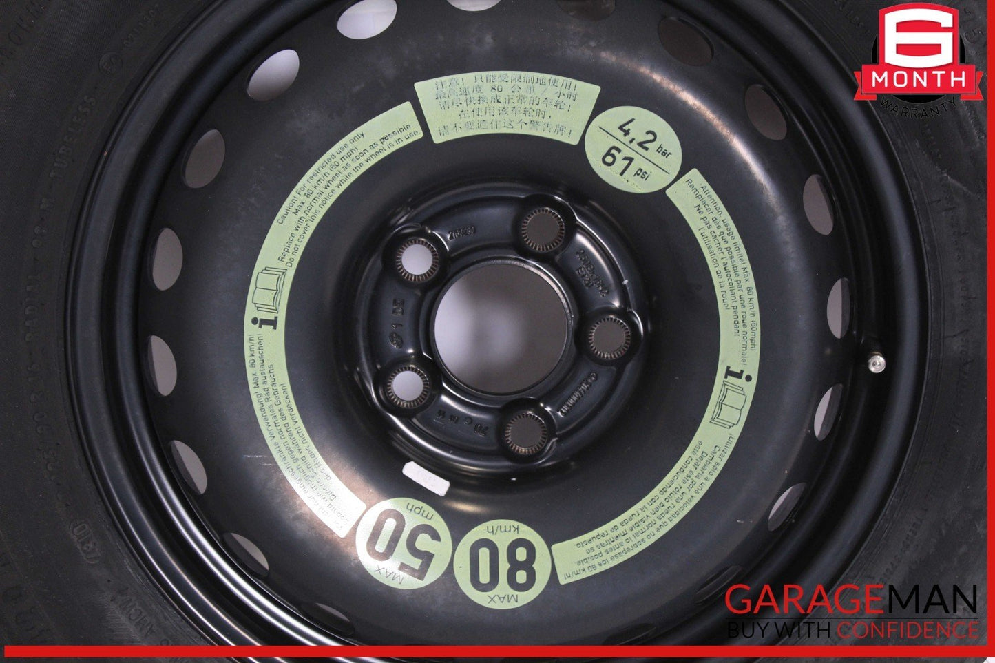 08-14 Mercedes W204 C180 C300 Emergency Spare Tire Donut Wheel Rim 125 90 16"