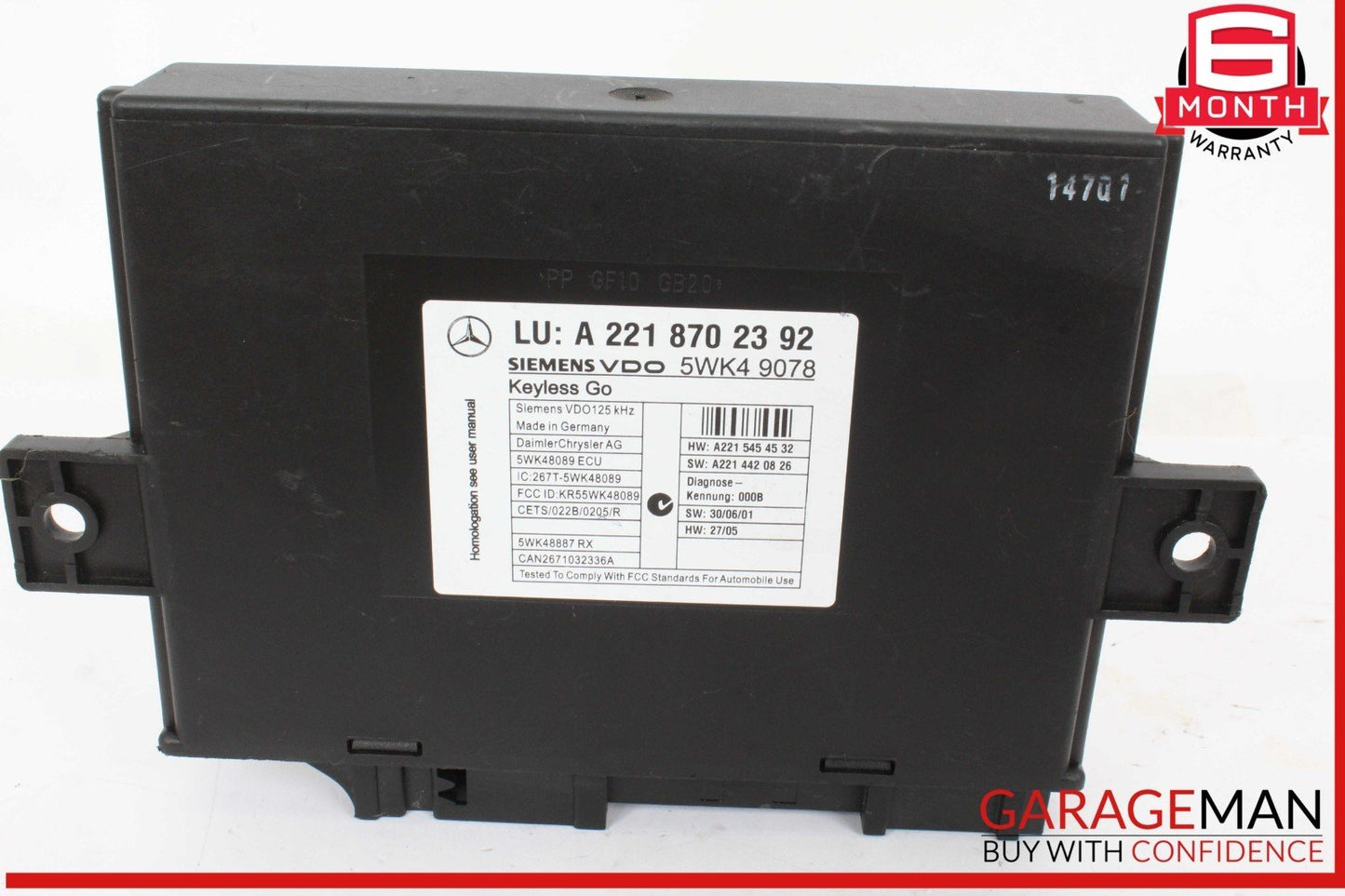 07-10 Mercedes W221 S550 S400 Keyless Go Control Module 2218702392 OEM