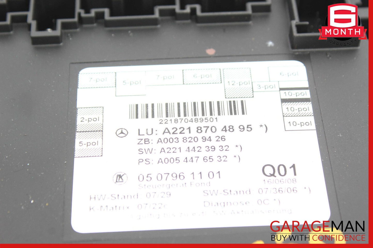 07-13 Mercedes W221 S550 S400 Rear Right / Left Side Door Controller Module Unit