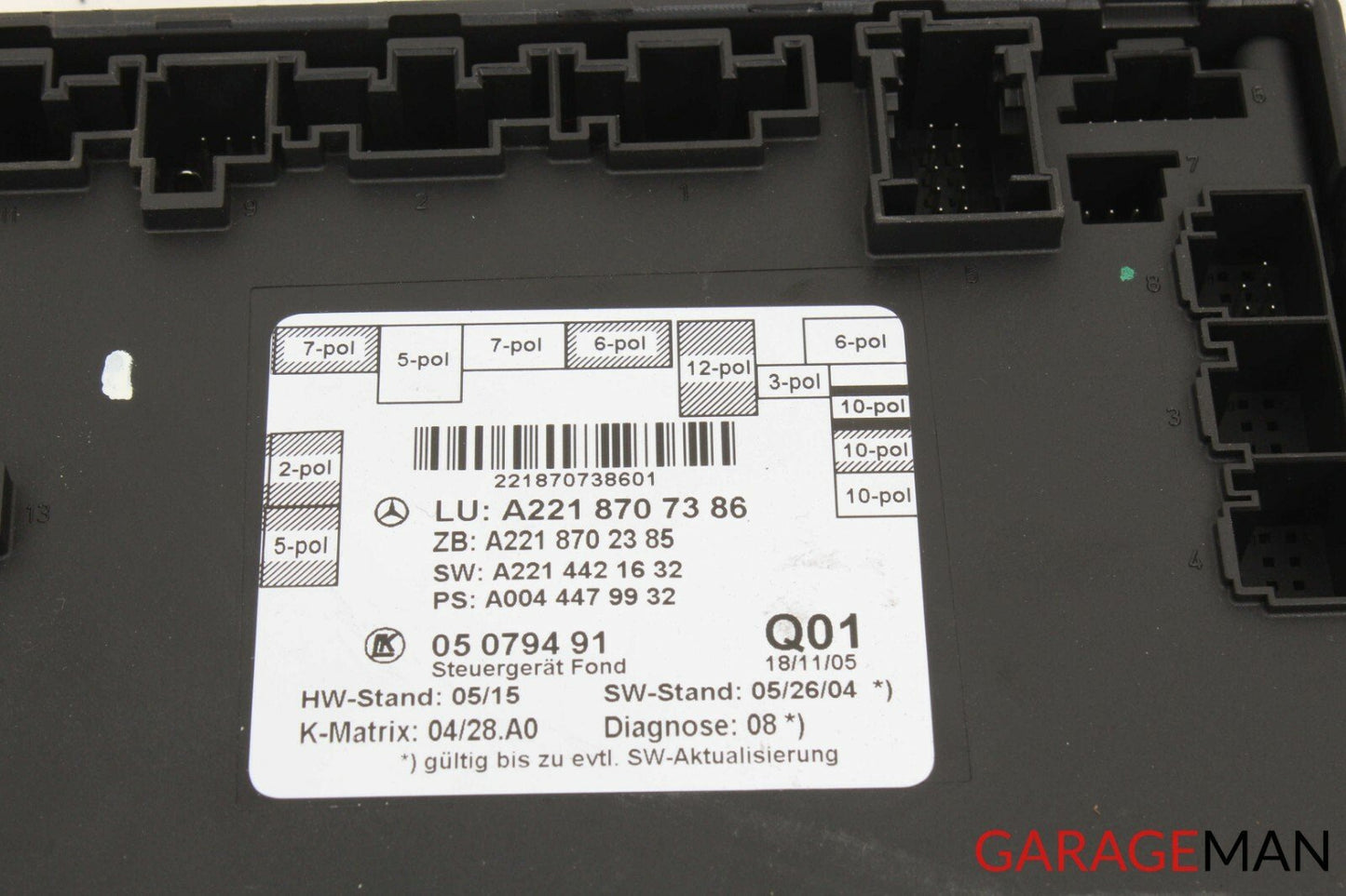 07-13 Mercedes-Benz S550 W221 Left Side Door Trim Rear Right or Left Side Door Control Module  2218707386 OEM