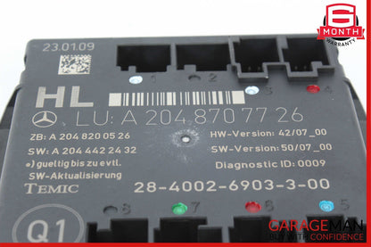 08-18 Mercedes W204 C300 CLS550 GLK350 Rear Left Side Door Control Module Unit