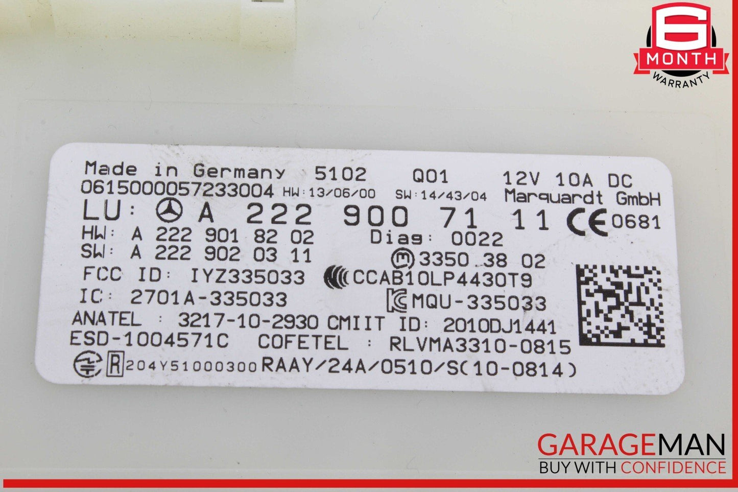 14-19 Mercedes W205 C300 S600 GLC350 S550 Keyless Go Entry Control Module OEM
