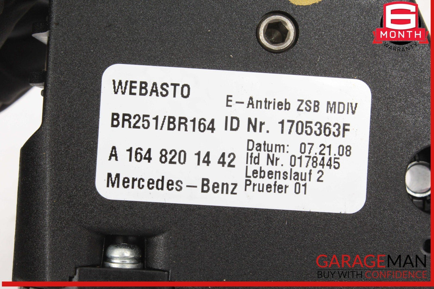 06-13 Mercedes W251 R350 4MATIC Panoramic Sunroof Sun Roof Motor 1648201442 OEM