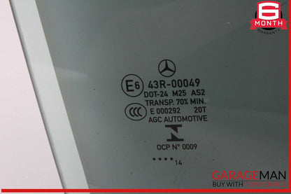 10-16 Mercedes W212 E350 E550 Rear Right Side Door Window Glass OEM